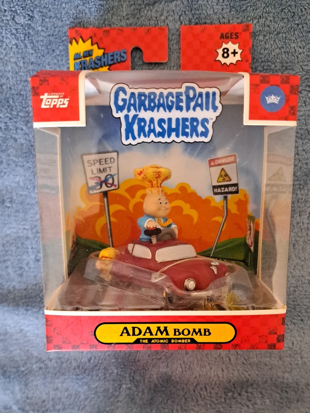 Topps Garbage Pail Krashers Adam Bomb Red and Yellow Figure with Red Car